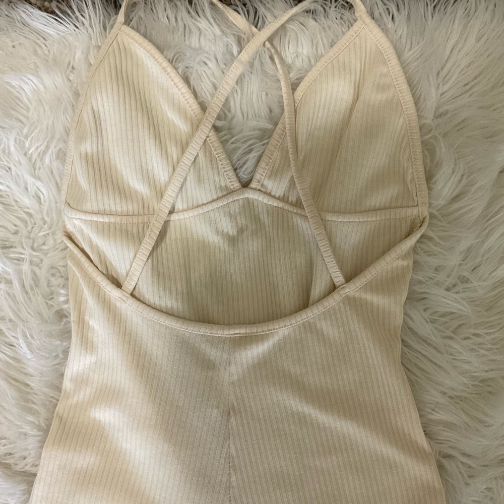 Cream Ribbed Halter Top - Picture 2 of 6